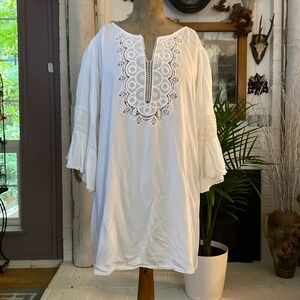 Blue Island Beach white cover up/dress XL